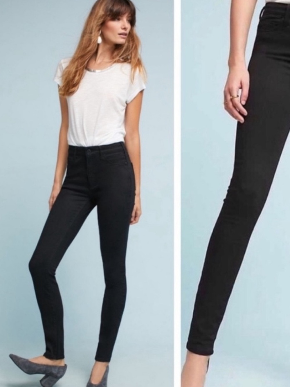 Anthropologie Pilcro Black Skinny Jeans with Gold Accent Tag